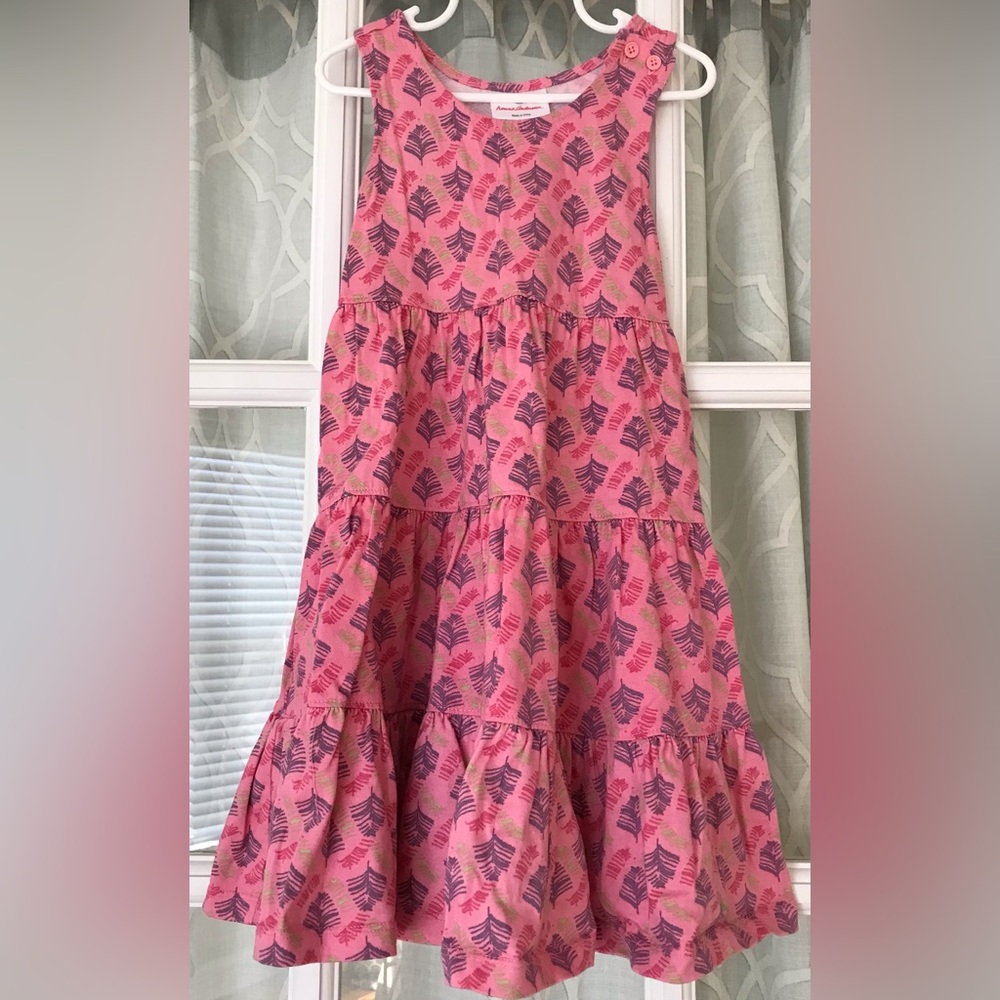 Hanna Andersson size 100 4T racerback 100% cotton pink dress with button detail